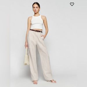 NWT Reformation linen mason pant in oatmeal